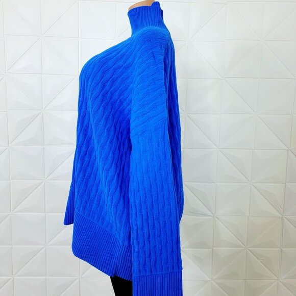 Lululemon Women's Pipe Dream Blue Cable-Knit Relaxed-Fit Turtle Neck Sweater M - Picture 4 of 9